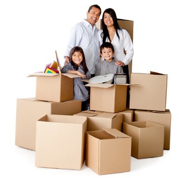 Packed boxes and furniture for a flat removal in Willesden